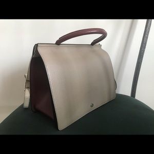 OAD Prism Crossbody Burgundy and Beige Purse